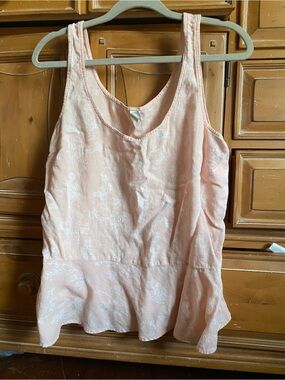 Old Navy Peach Floral Scoop Neck Linen Tank